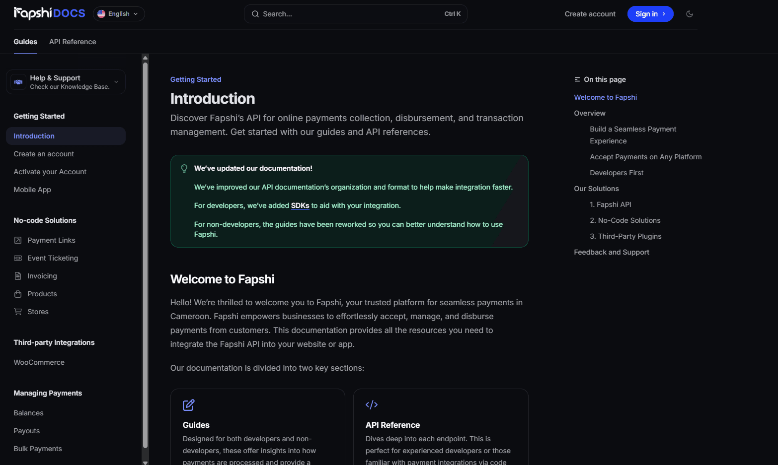 Documentation so good, you'll ask where has Fapshi been?