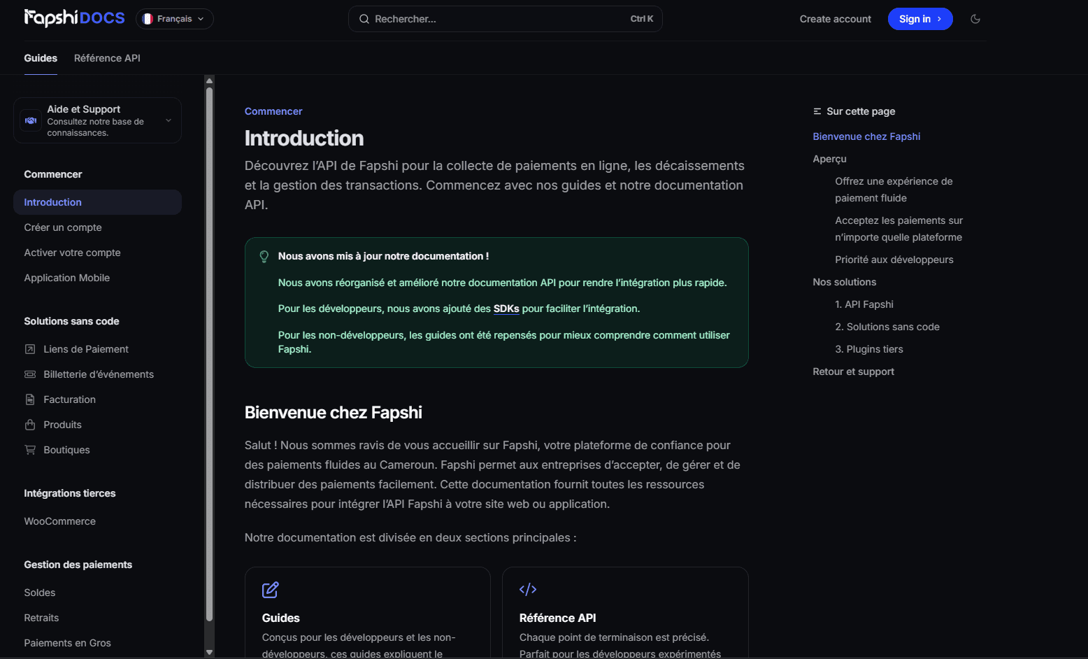 Une documentation tellement bonne que vous vous demanderez où était Fapshi