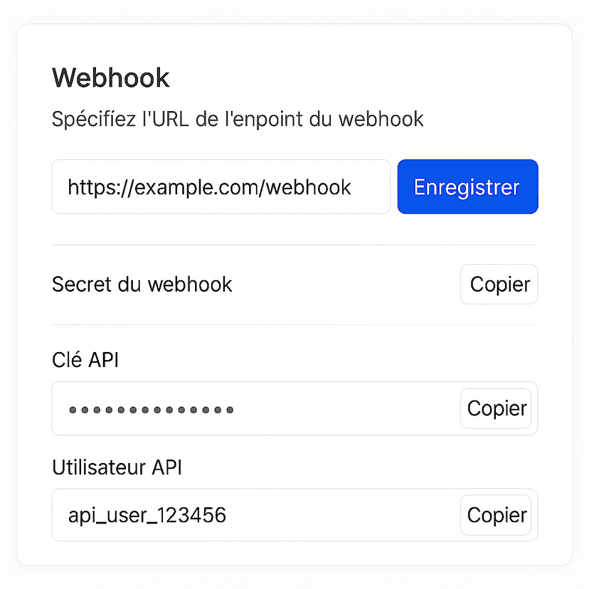 API puissante + Webhooks